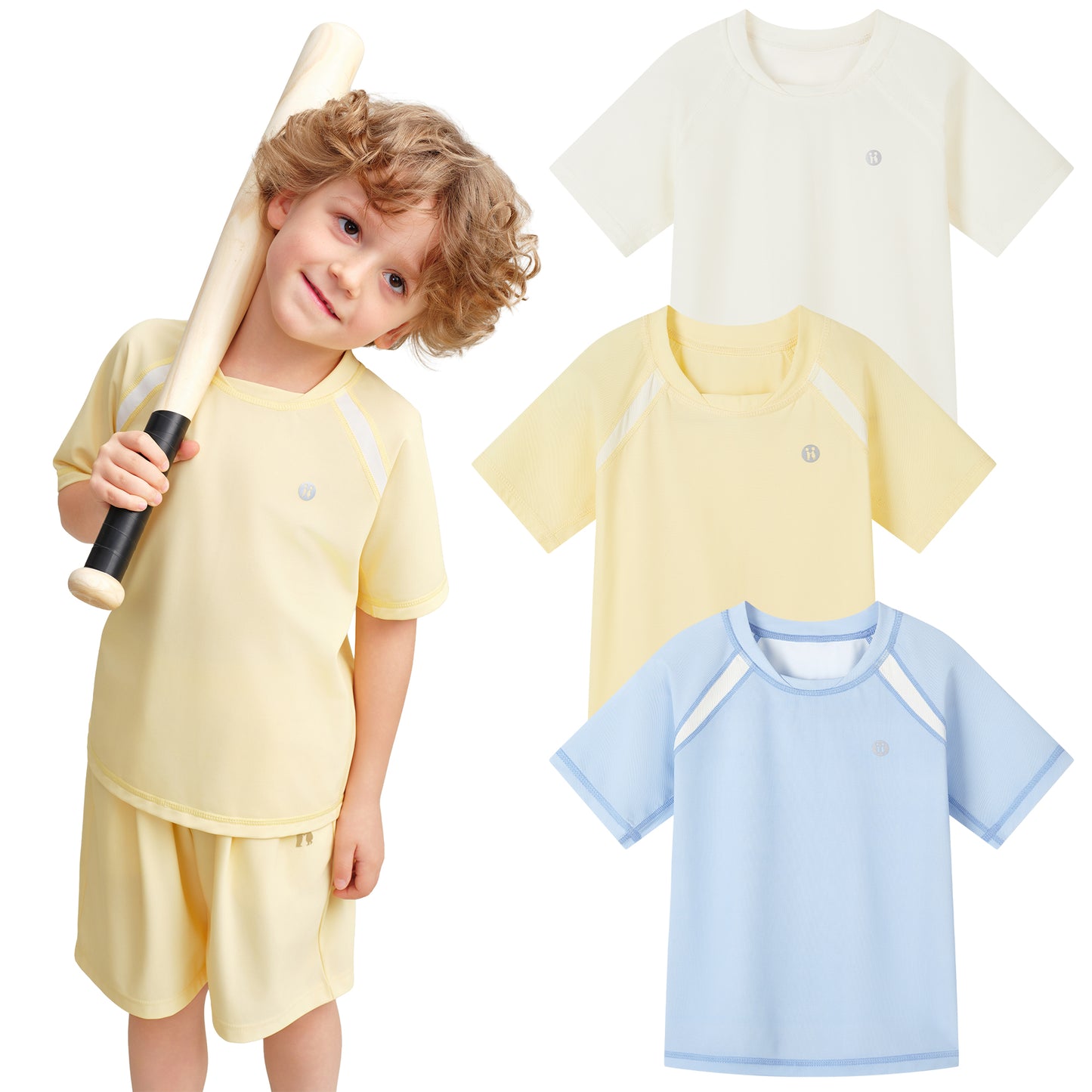 3-Pack Quick-Dry Toddler Short Sleeve T-Shirts UPF 50+