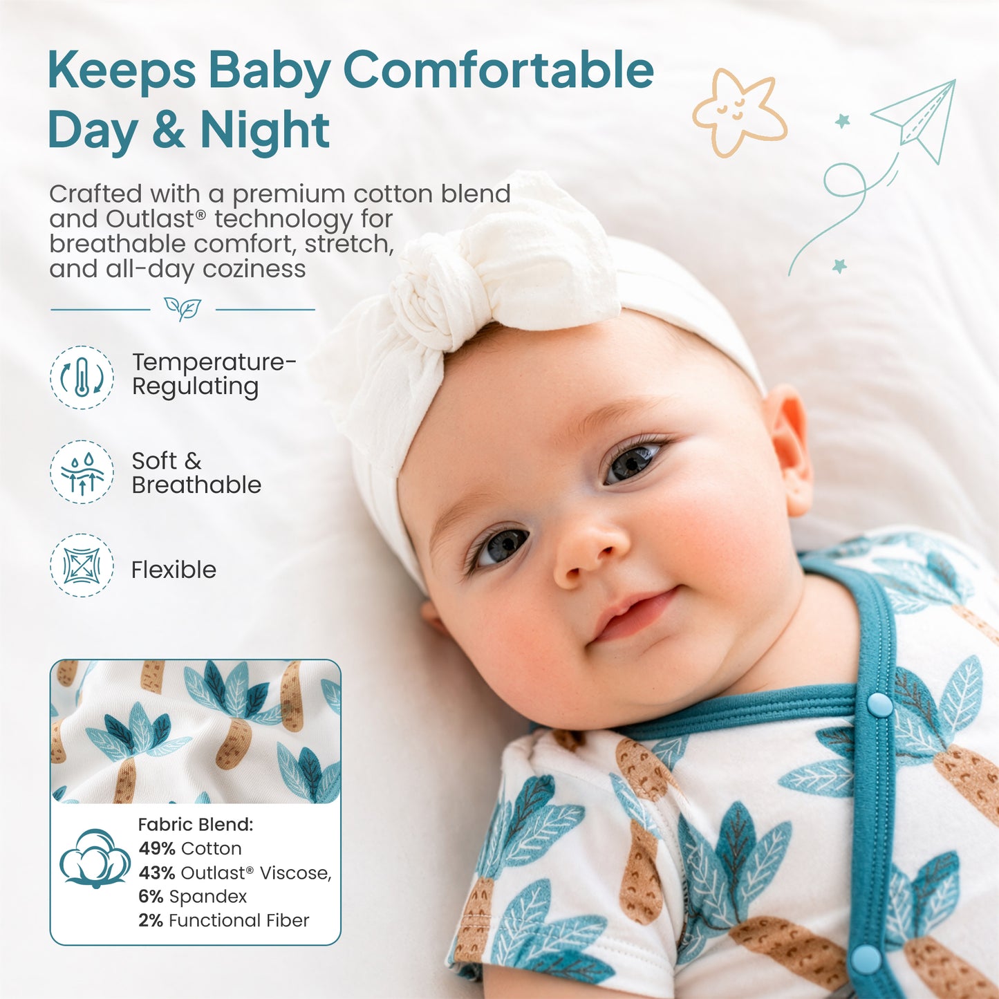 2-Pack Outlast® Temperature-Regulating Baby Onesies Bodysuits