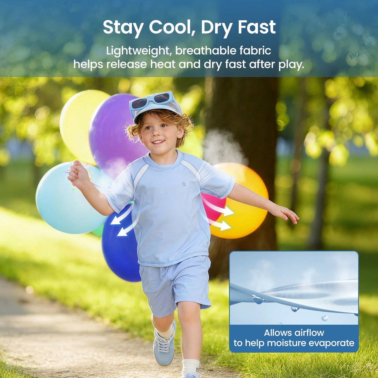3-Pack Quick-Dry Toddler Short Sleeve T-Shirts UPF 50+