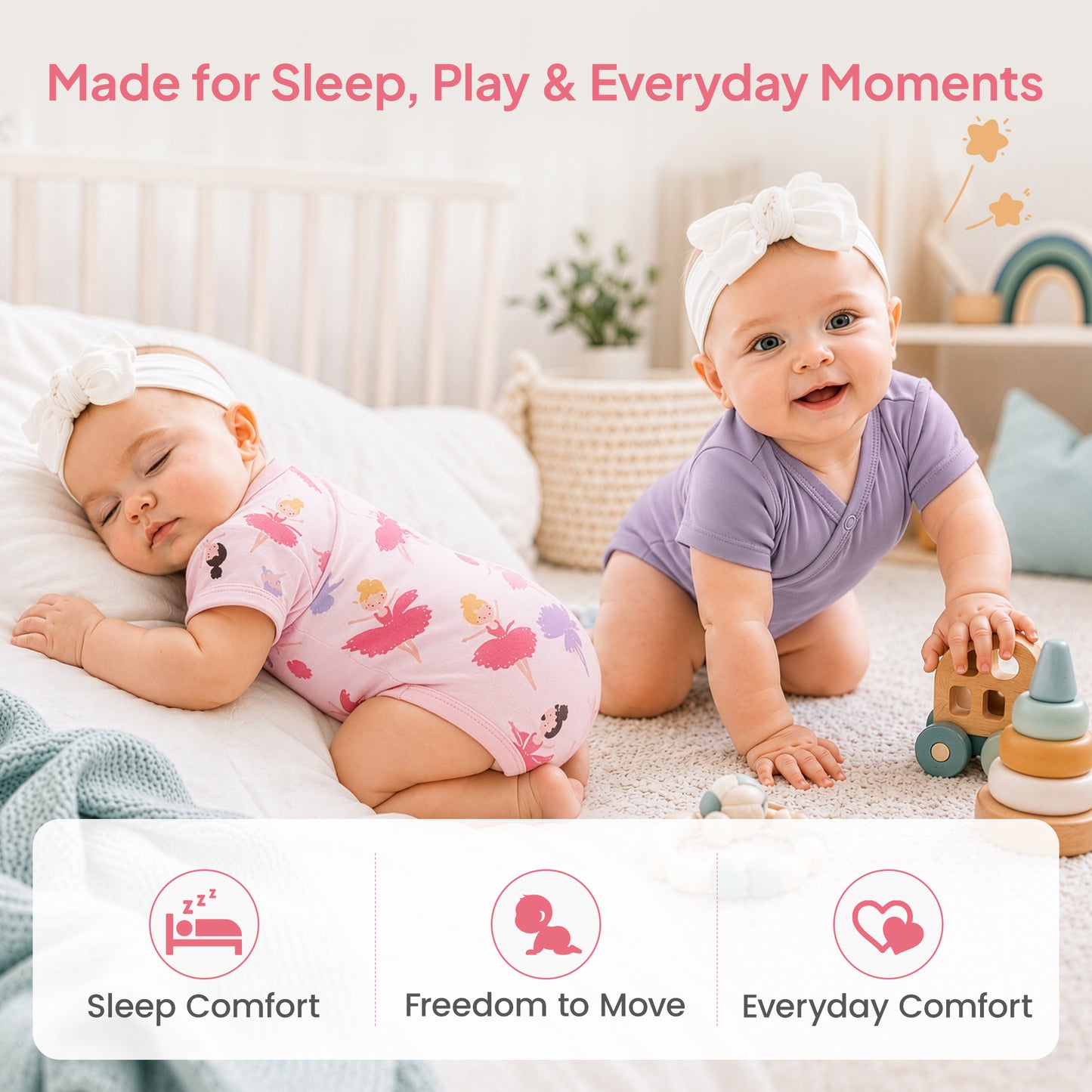 2-Pack Outlast® Temperature-Regulating Baby Onesies Bodysuits
