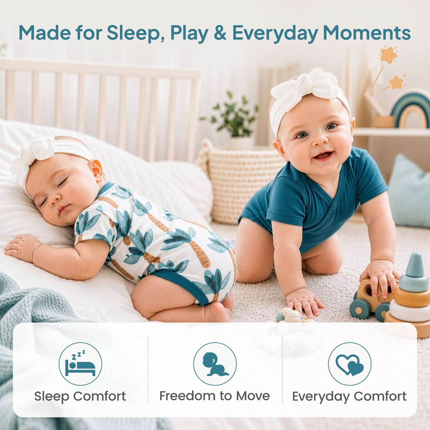 2-Pack Outlast® Temperature-Regulating Baby Onesies Bodysuits