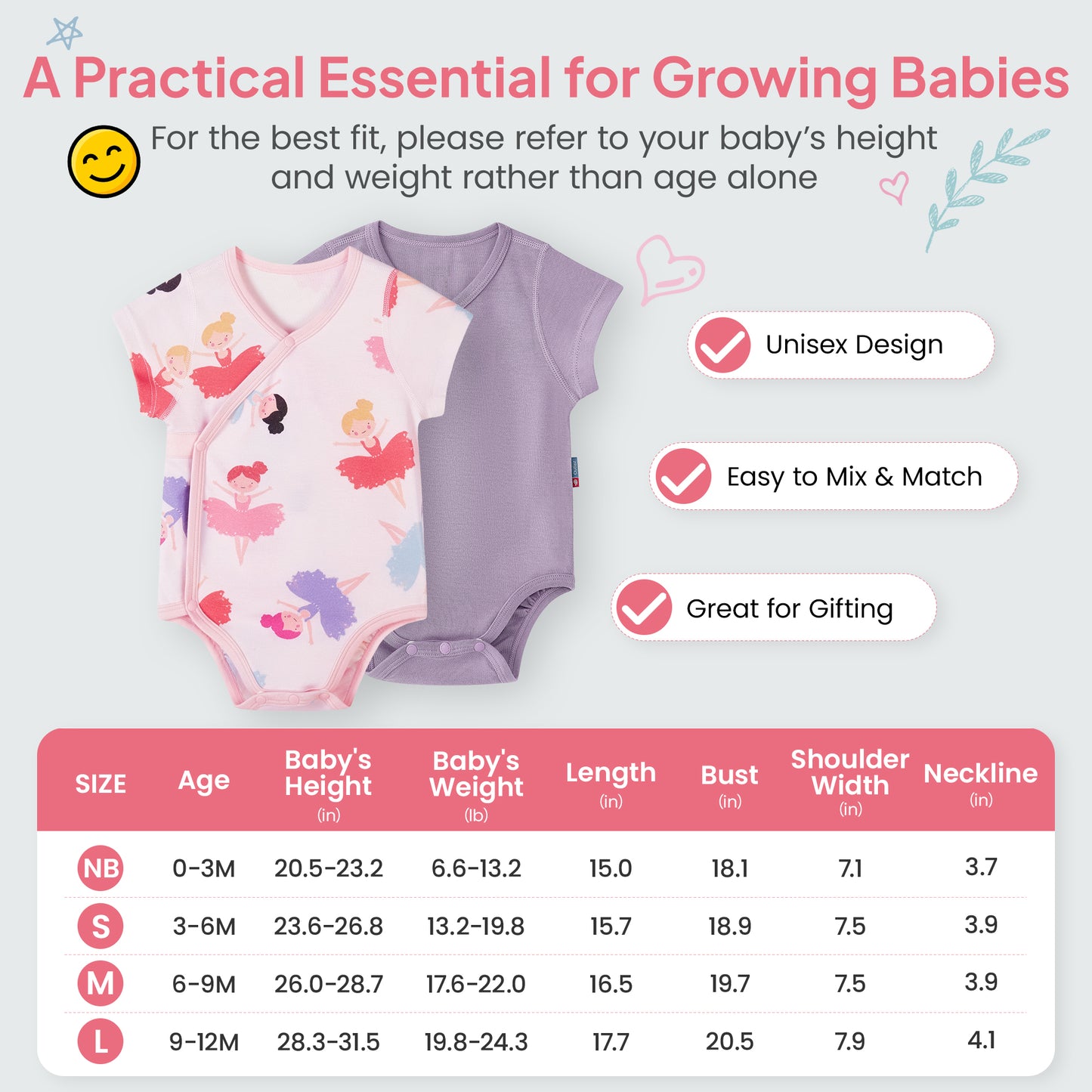 2-Pack Outlast® Temperature-Regulating Baby Onesies Bodysuits