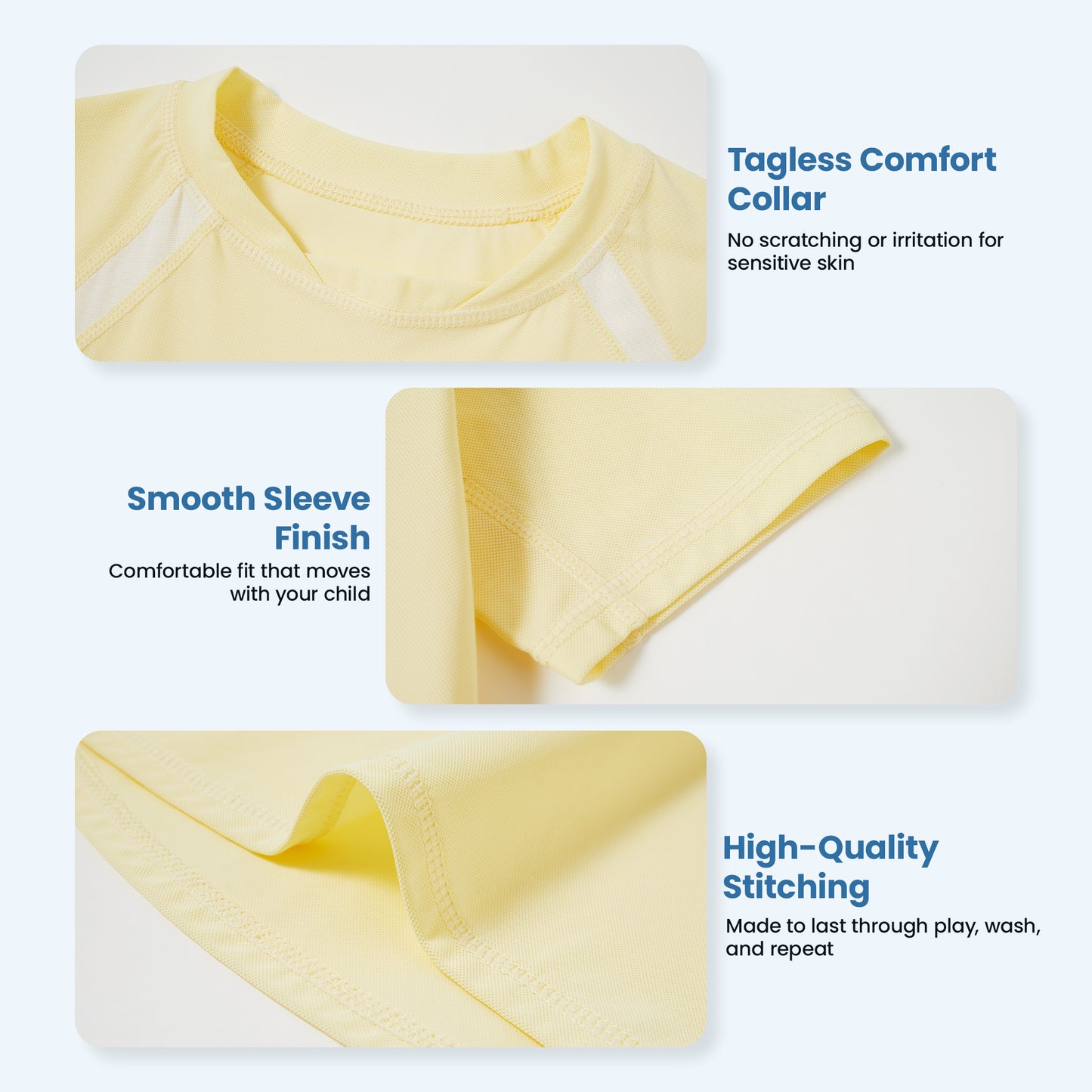 3-Pack Quick-Dry Toddler Short Sleeve T-Shirts UPF 50+
